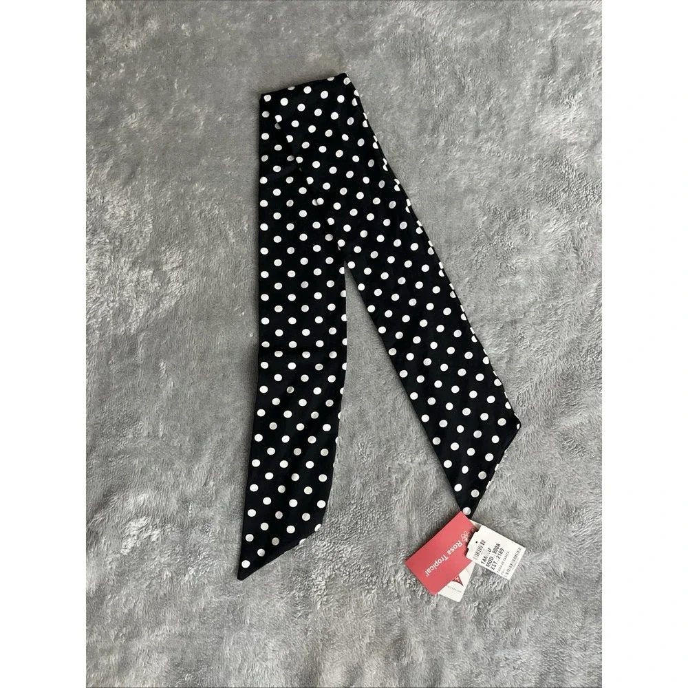 Lycra Black and White Polka Dot Print Neck Scarf NWT